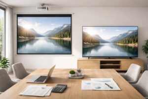 découvrez comment choisir entre un écran de projection et une tv professionnelle en fonction de votre budget, pour faire le meilleur investissement audiovisuel.